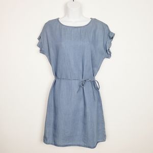 Beachlunchlounge chambray tie ruffle sleeve dress